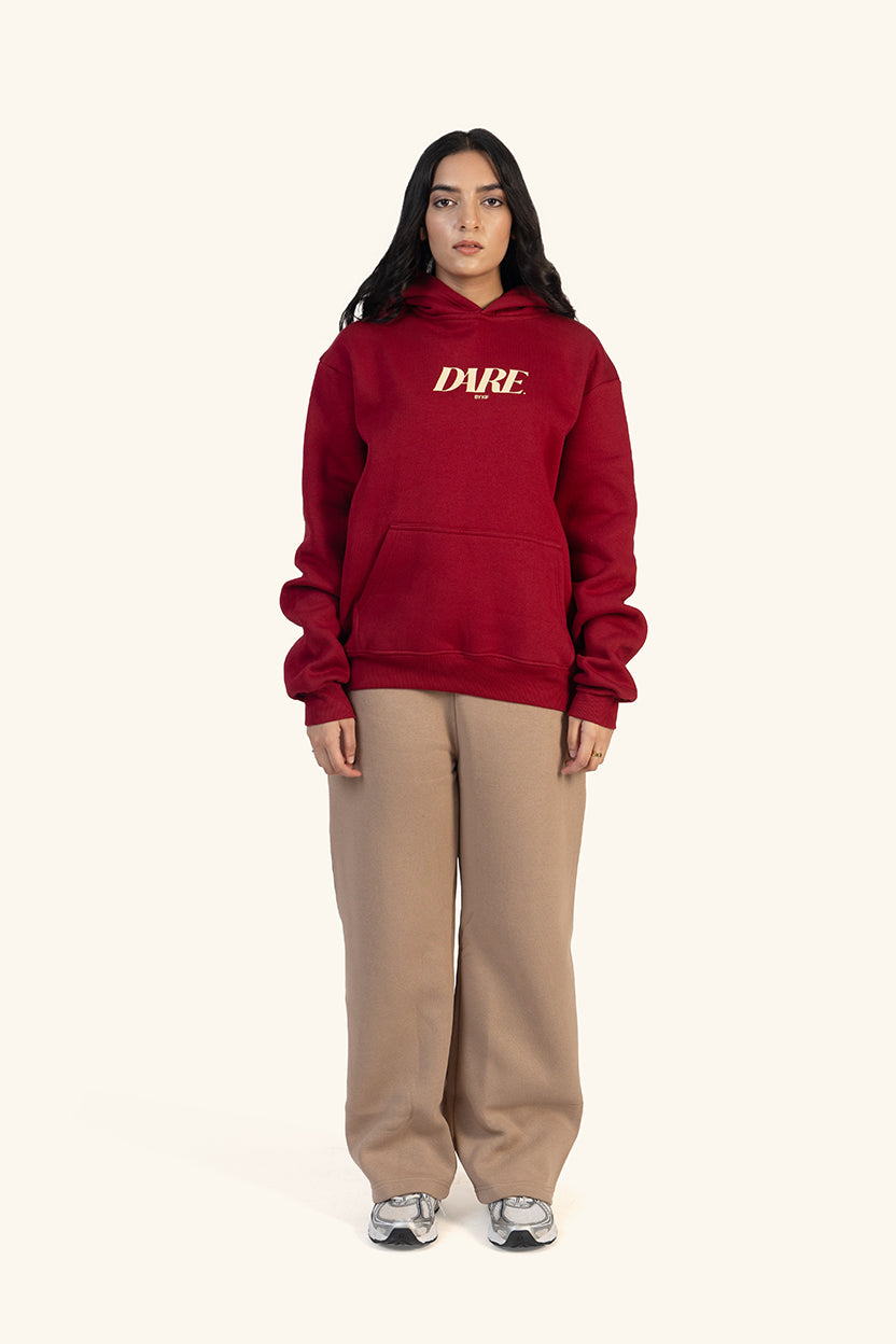 DARE HOODIE - MEHROON