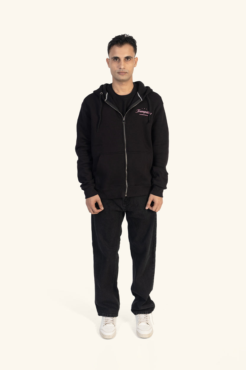 TRANQUILITY ZIPPER HOODIE - BLACK