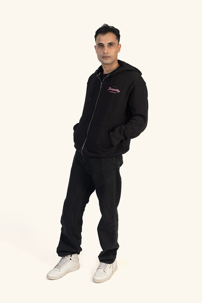 TRANQUILITY ZIPPER HOODIE - BLACK