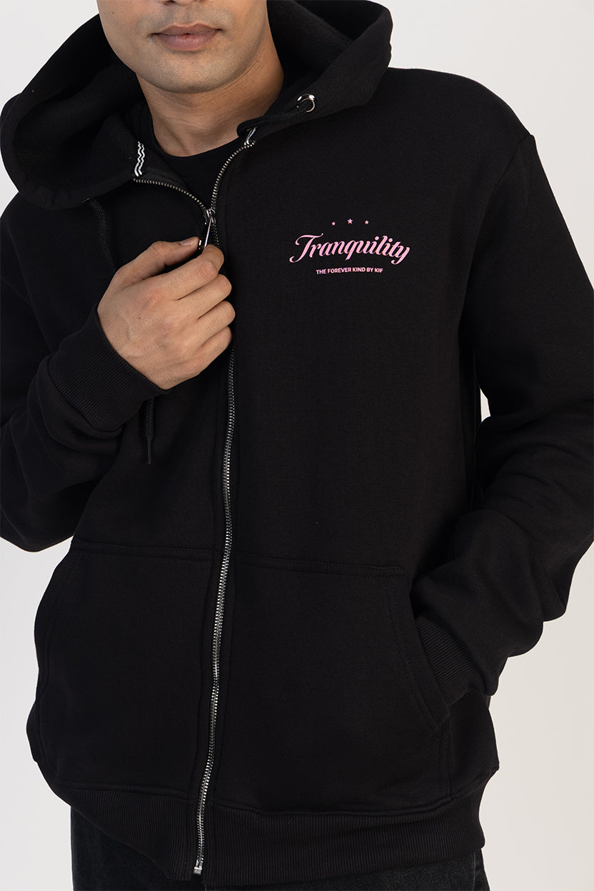 TRANQUILITY ZIPPER HOODIE - BLACK