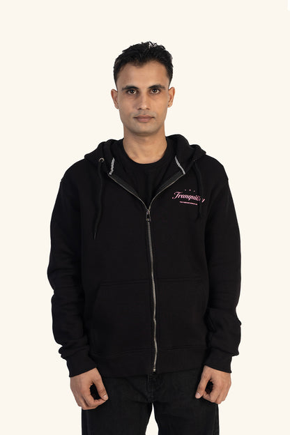 TRANQUILITY ZIPPER HOODIE - BLACK