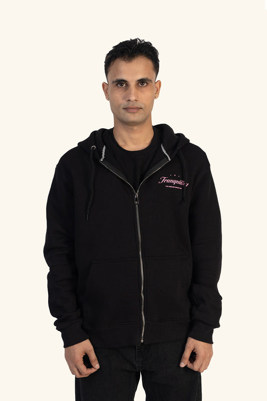 TRANQUILITY ZIPPER HOODIE - BLACK