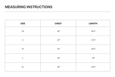 Size chart